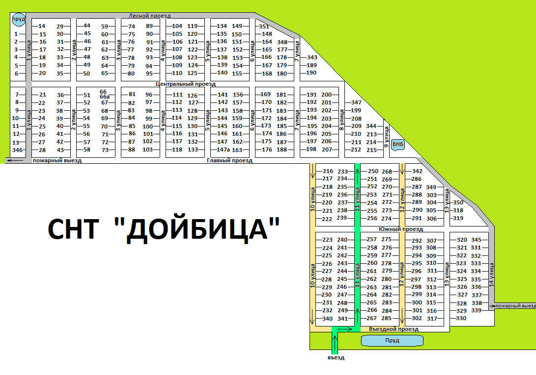 Схема участков СНТ «Дойбица»